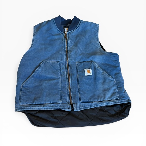 Rare Vintage Carhartt V01 NVY Navy Vest XL Perfect Fade - Picture 3 of 6